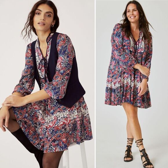 Anthropologie Spliced Tunic Dress S Boho Pheasant Folk Cottage - Picture 5 of 11